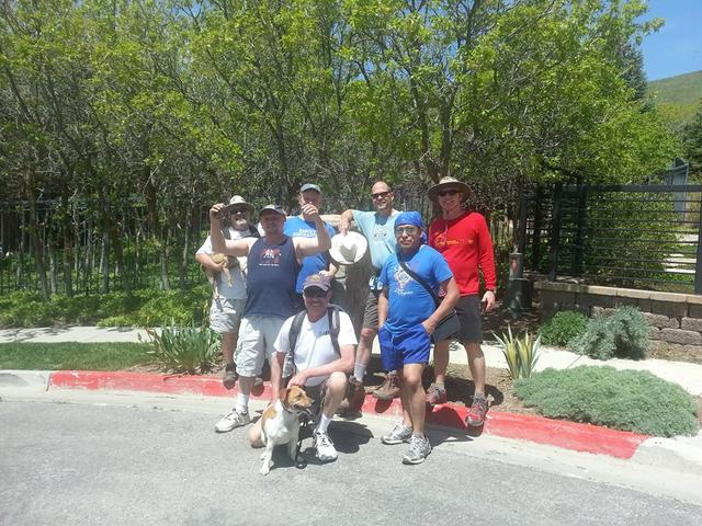 Hikers at the Bonneville Shoreline trailhead 